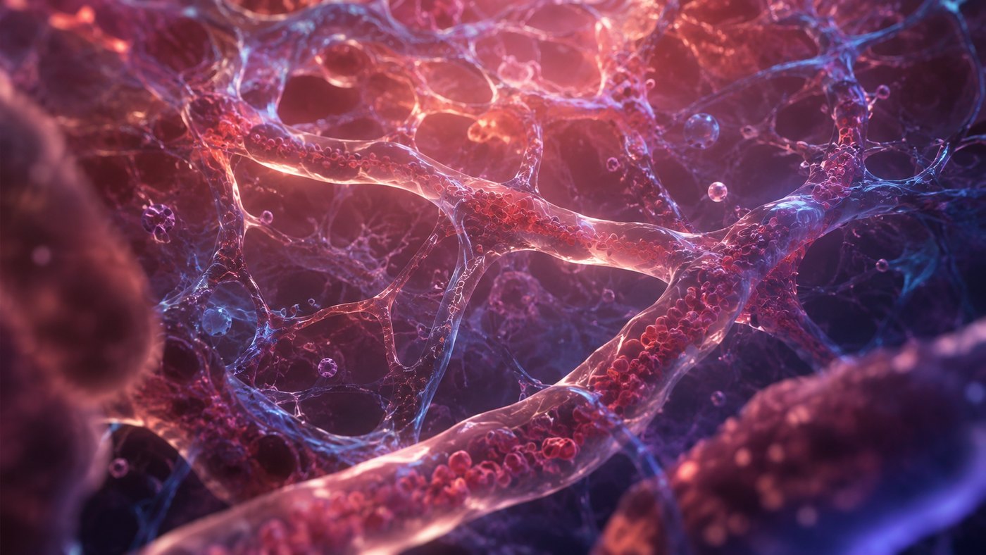 A luminous branching microscopic network representing hidden living systems.